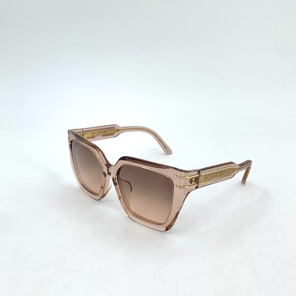 H17529 Christian Dior pink translucent logo letter engraved square frame sunglas - Picture 1 of 9